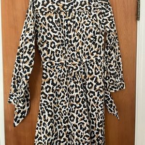Jcrew leopard long sleeve dress